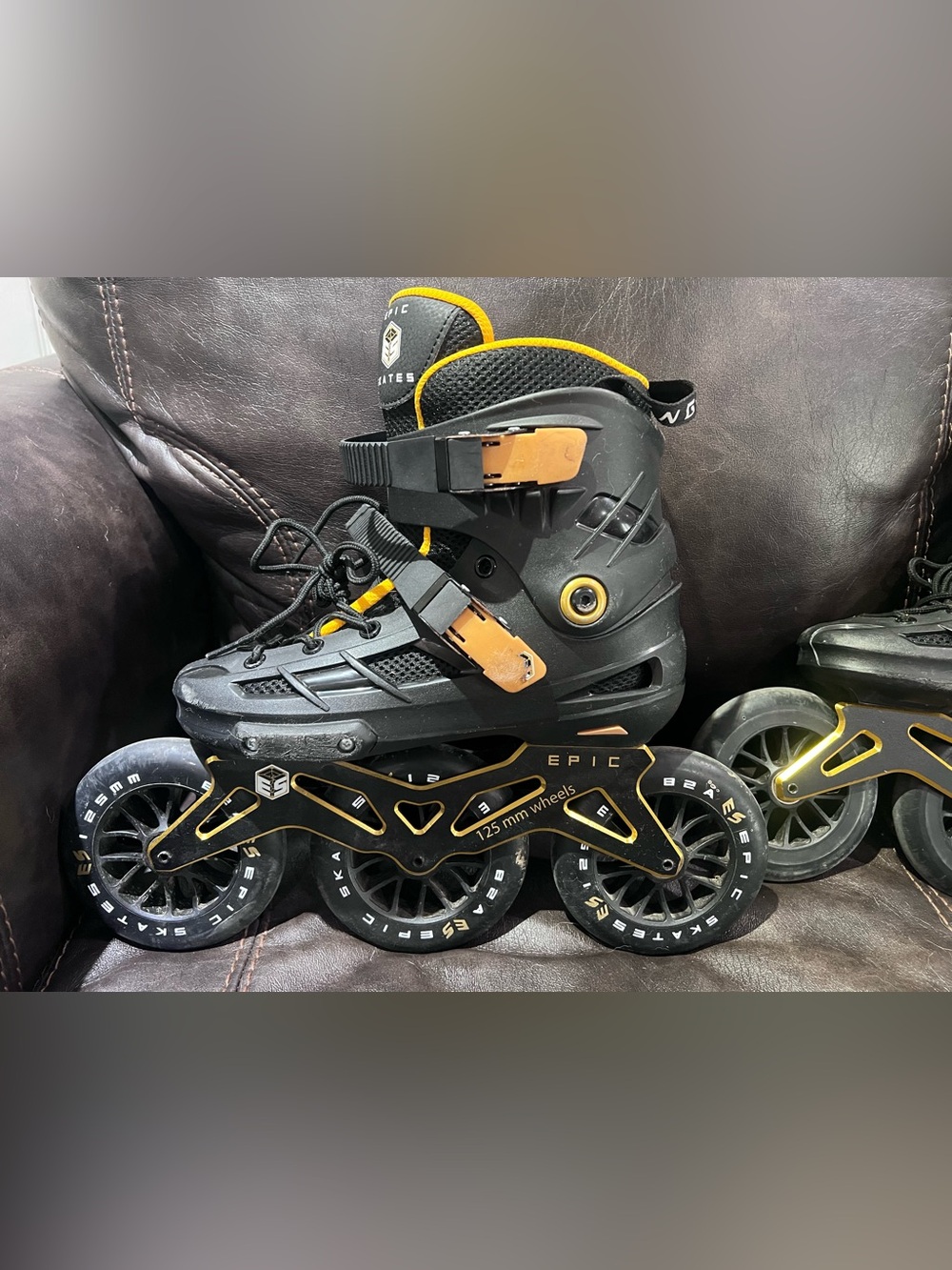 EPIC Black and Yellow Inline Skates 125mm 3 Wheel Size 6